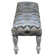 Hui Blue/Tan Brown Geometric Striped Upholstered Accent Bench