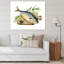 Poisson de mer avec herbes et branche d'olivier - Peinture sur toile-67325583-67325591