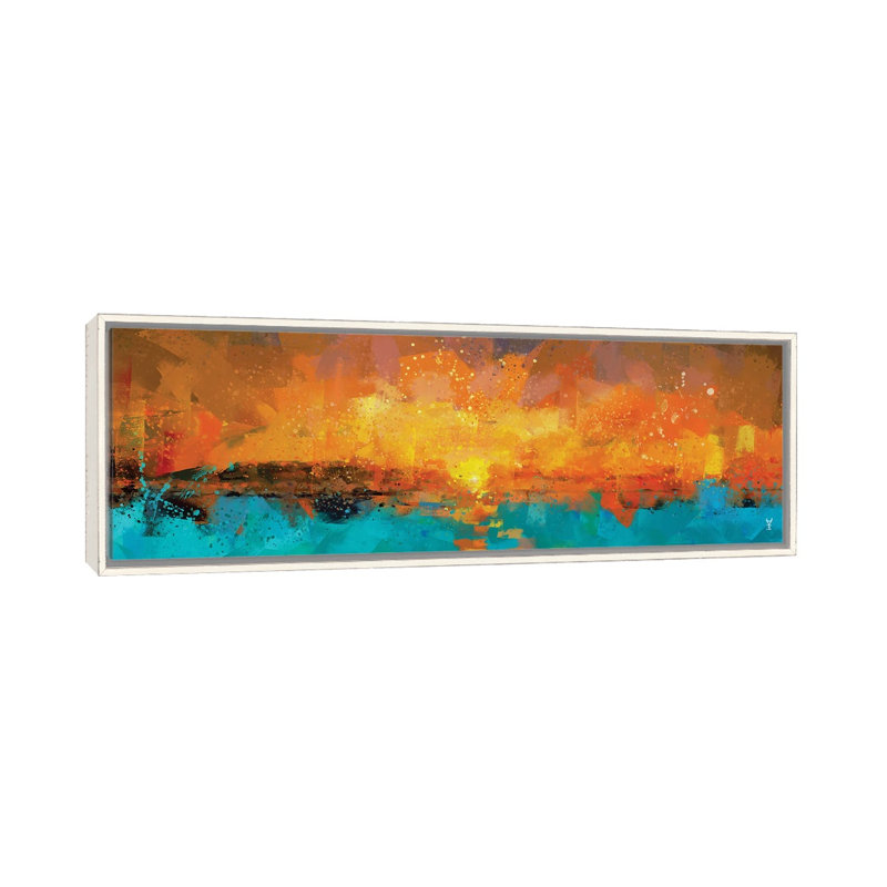 Orange Sunrise - reproduction d'art murale encadrée, H 16 po x l 48 po, Blanc patiné