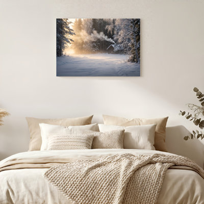Art mural sur toile Gallery Wrap pour le salon, la chambre à coucher, le bureau ou le vestibule - Décoration murale décorative avec forêt d'hiver