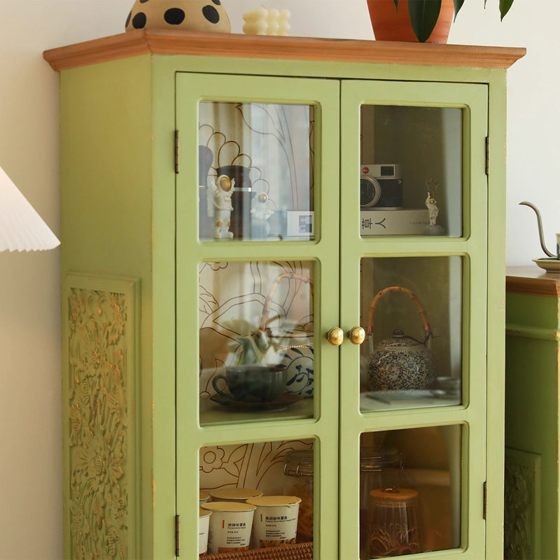 Green Manufactured Wood Display Cases