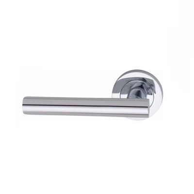  Straight T-Bar Bathroom Classic Door Handles Set in Polished Chrome Finish with Thumbturn & Mortise Lock