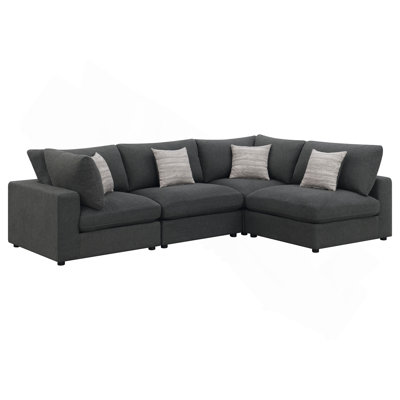 Rhette Charcoal 4-Piece Upholstered Sectional With Reversible Cushions