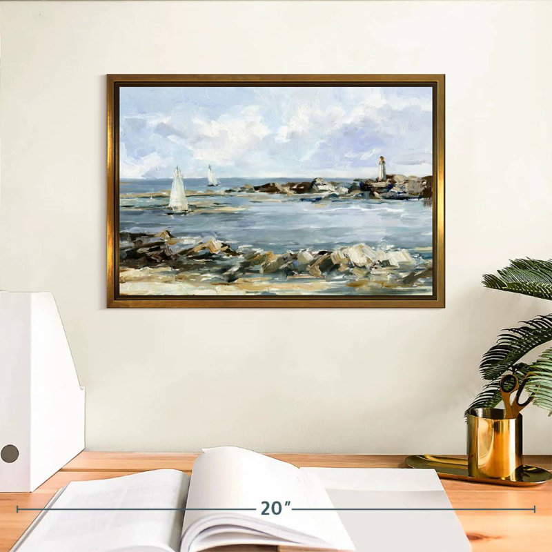 Côte rocheuse I, Cadre flottant doré, 13 po x 9 po