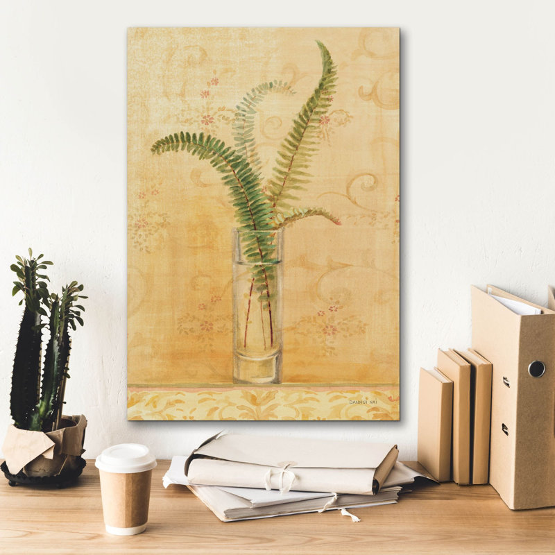 «Ferns In Glass Vase 2» par Danhui Nai, art mural sur toile, H 26 po x l 18 po