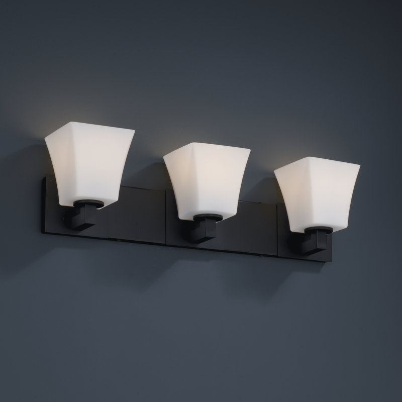 Yochman 3 - Light Vanity Light, Opal, Matte Black, Square with Flat Rim