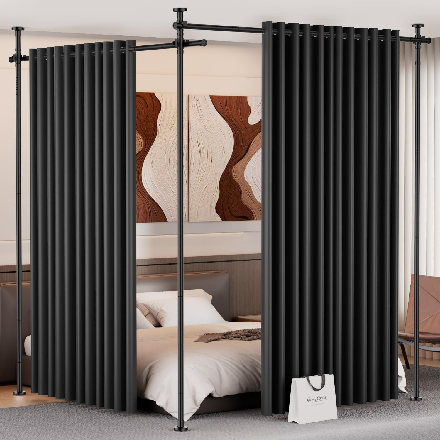 Symple Stuff Room Divider For Room Separation (28-114In W), Curtain ...