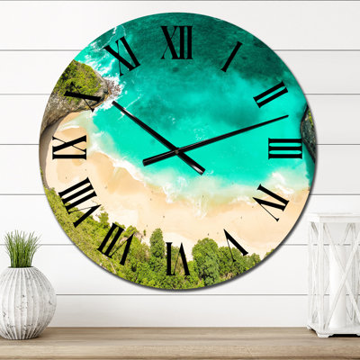 Vue aérienne de la plage tropicale turquoise I - Horloge murale nautique et côtière