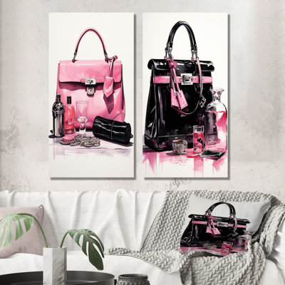 Sac Fashion et parfum noir et rose "Sac Fashion et parfum noir et rose" 2 pièces