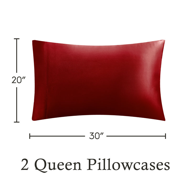 Satin Pillowcases, Queen Pillowcase, Red