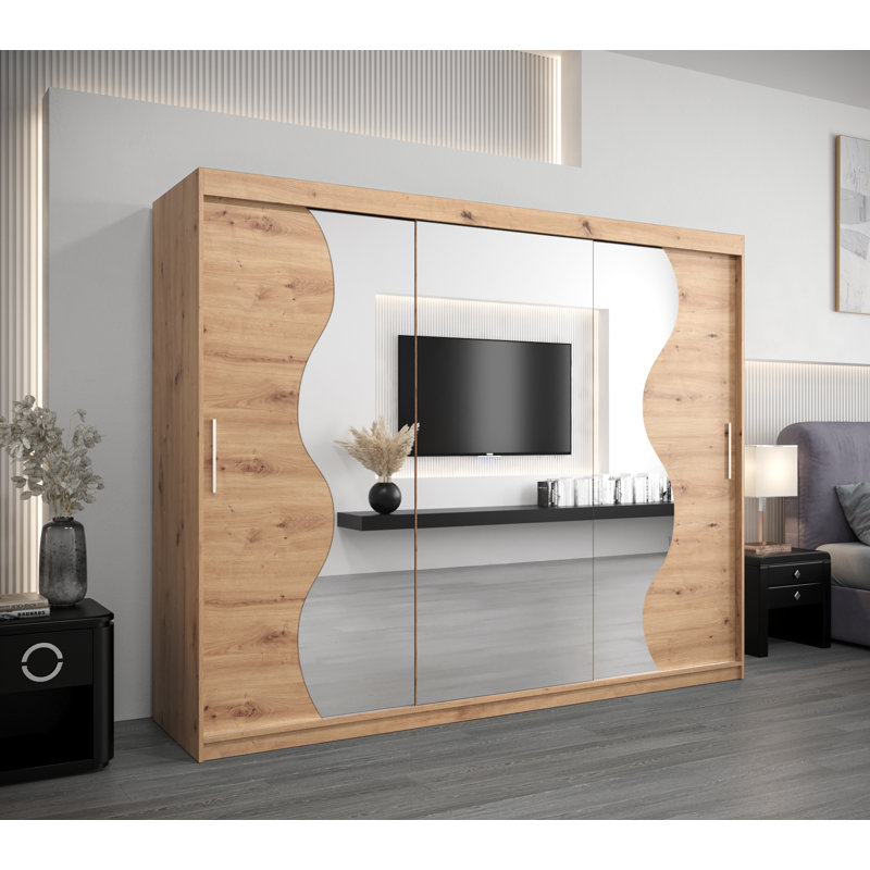 Brieah Manufactured Wood Wardrobe, Oak Artisan, 200Cm H x 250Cm W x 62Cm D