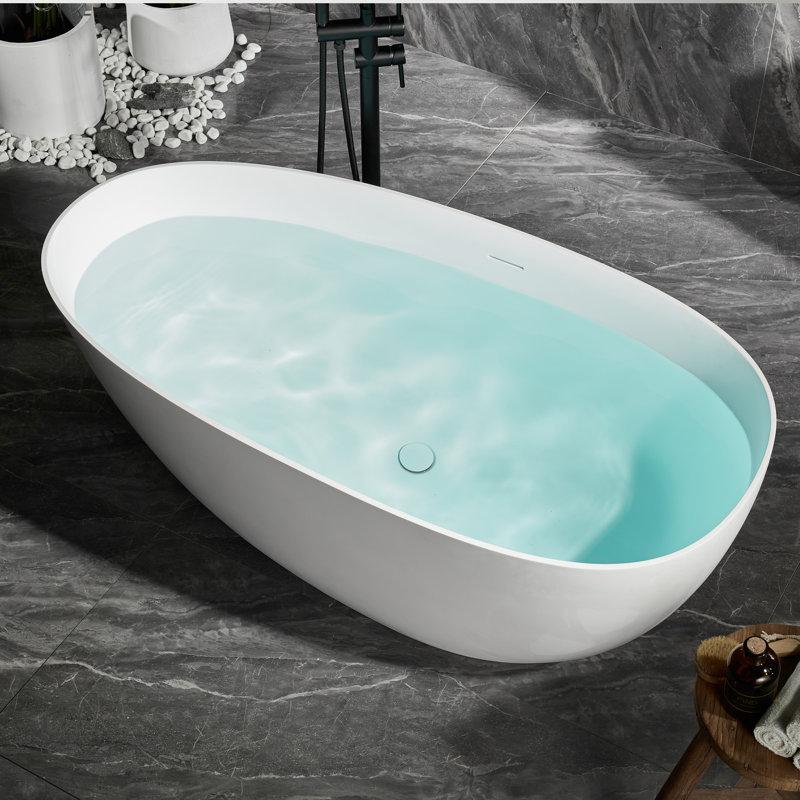 Baignoire de trempage autoportante à surface solide 70,86 po x 33,46 po