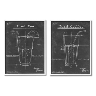 Schéma du café glacé et du thé par Ethan Harper - ensemble de 2 impressions sur bois
