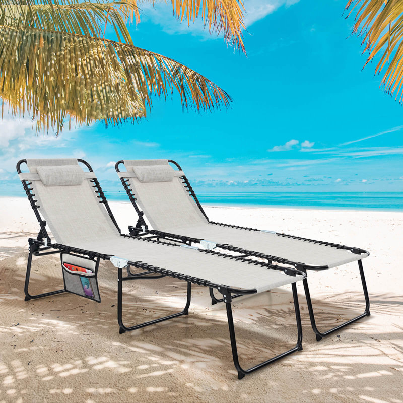 Wetumka Outdoor Chaise Lounge, Gray