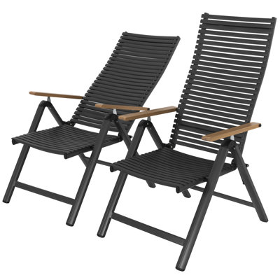 2-piece Patio Folding Chairs With Aluminum Frame, Adjustable Backrest by Lark Manor