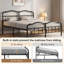 Structure de lit simple de 14 pouces avec tête de lit incurvée, support de lattes en métal robuste, rangement sous le lit, aucun sommier tapissier requis, silencieux, assemblage facile, noir-1707332913