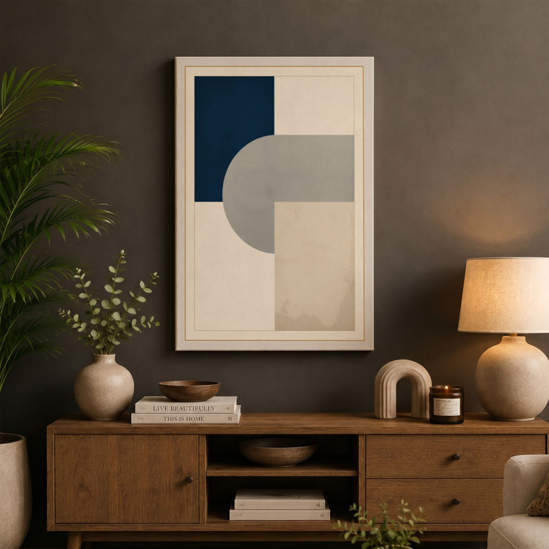 Geometric Harmony Minimalist - Wrapped Canvas, 18x12 - 45.7 x 30.5 cm, White Border