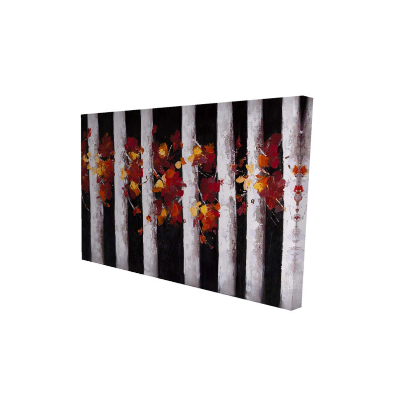Arbres et feuilles d'automne - Toile orange pour le décor de la chambre à coucher