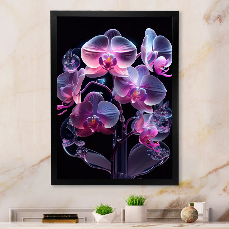 «Blooming Orchid in Fluorescent Mauve and Blue II», reproduction sur toile, H 40 po x l 30 po x P 1,5 po