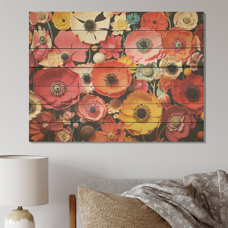 «Wildflowers Meadow Melody - Fleurs sauvages sur bois», H 10 po x l 20 po