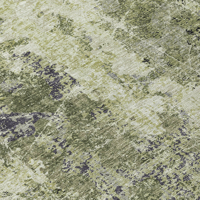 Tapis intérieur / extérieur vert lavable Ebonelle - LOOMlan, 8 pi x 8 pi