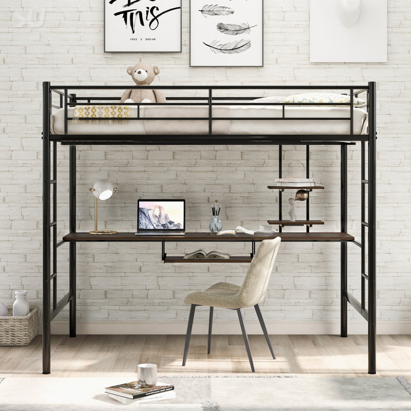 Lit mezzanine avec bureau et tablette