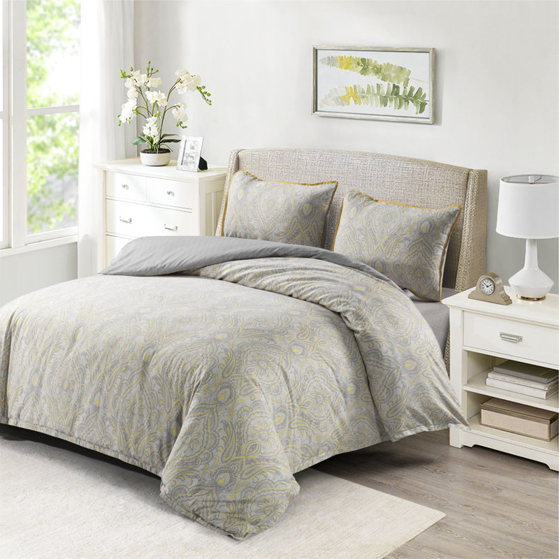  Ensemble de housse de couette réversible en satin de coton