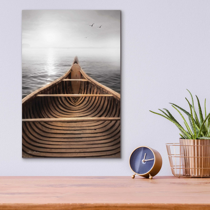 «Old Wooden Canoe» par Lori Deiter, art mural en verre acrylique, H 16 po x l 12 po x P 0,13 po