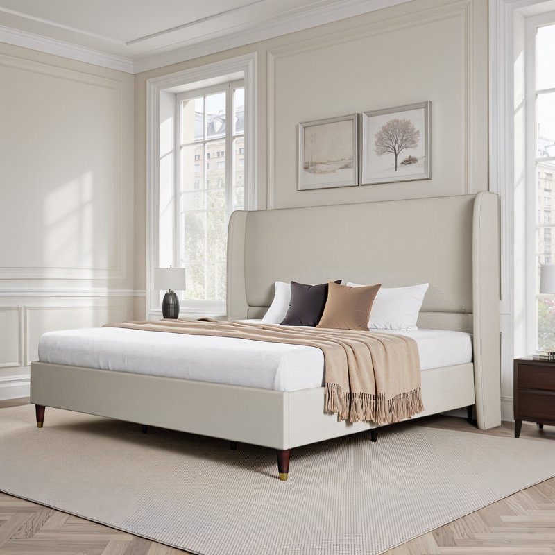 Belo Upholstered Platform Bed, Brown, King