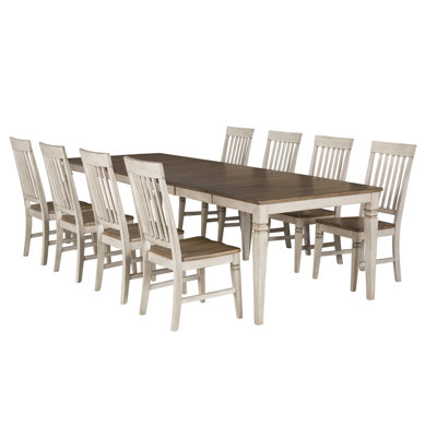 Chanequa 9-piece Extendable Solid Wood Dining Set