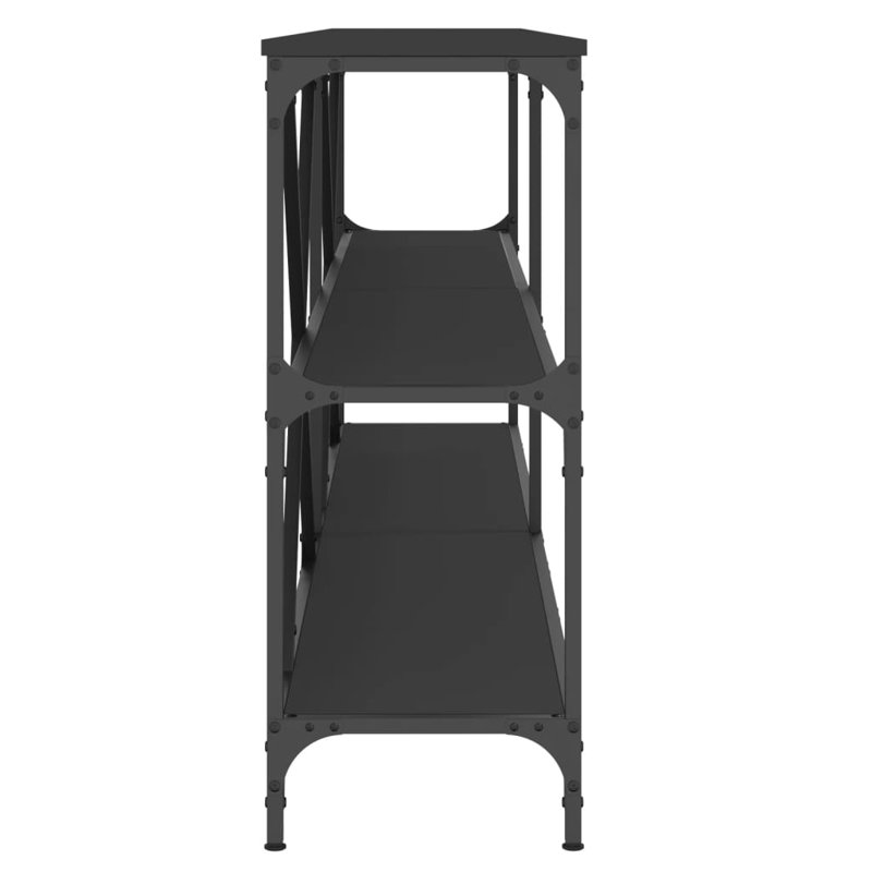 Borough Wharf Console Table Engineered Wood And Iron, Black, 75cm H x 200cm W x 30cm D