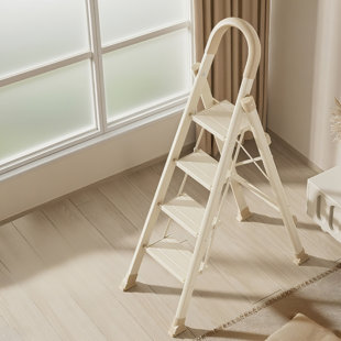 4 Step Ladder With Handrails, Folding Step Stool, 330 Lbs Capacity