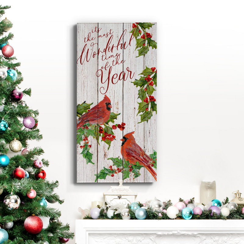 Toile tendue avec châssis Wonderful Time Cardinals, H 24 po x l 12 po x P 1 po