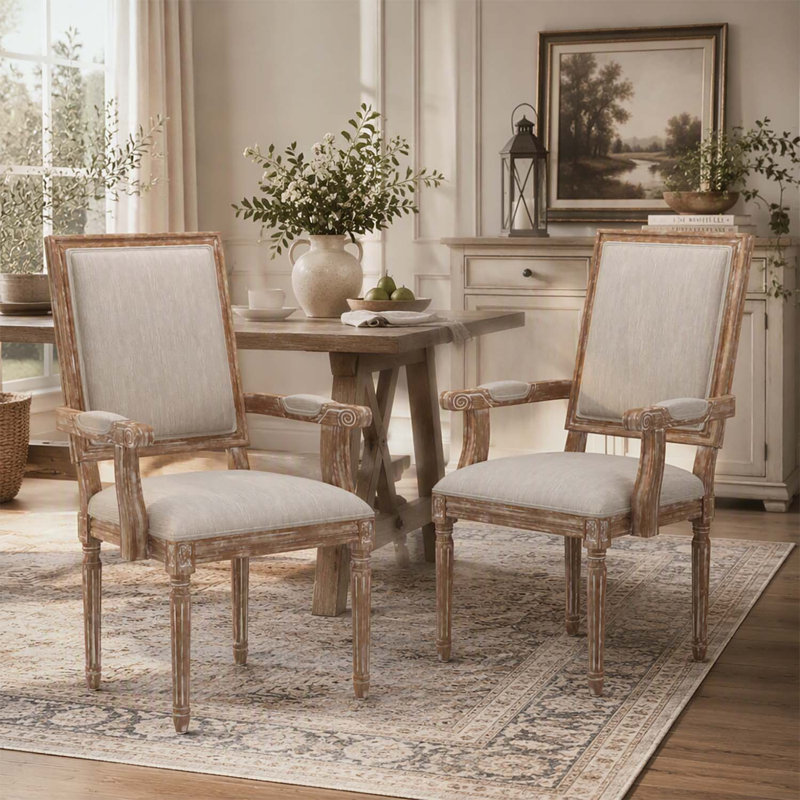 Ensemble de 2 chaises de salle à manger élégantes et rembourrées avec pieds en bois d'hévéa, alliant style classique et confort pour les intérieurs modernes.