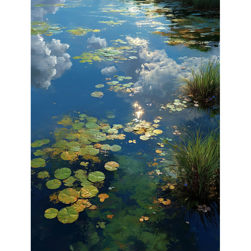 Art mural sur toile Sky Mirror Pond, H 48 po x l 32 po x P 1,5 po