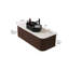 Meuble-lavabo 48 po avec lavabo, meuble-lavabo mural moderne à bords arrondis avec 2 tiroirs, vasque en céramique noire, robinet NO, couleur grain de bois noyer foncé