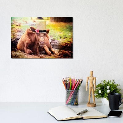 Miss Rose The Cow by Karen Burke - Wrapped Canvas Print