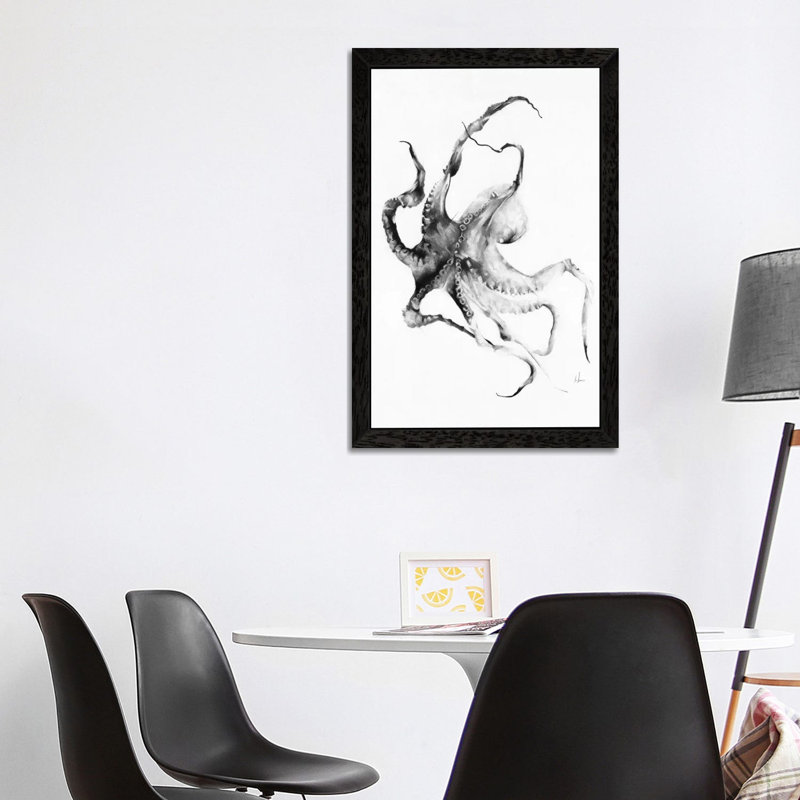 Octopus by Alexis Marcou - Print on Canvas, Black Floater Framed, 66.04 cm H x 45.72 cm W