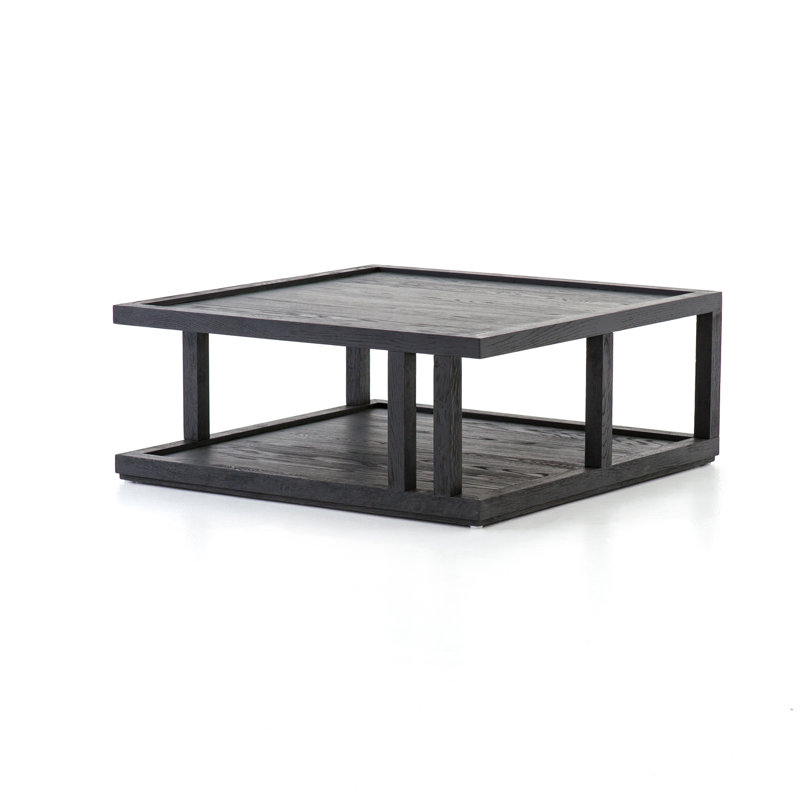 Charley Solid Wood Coffee Table, Drifted Matte Black Veneer