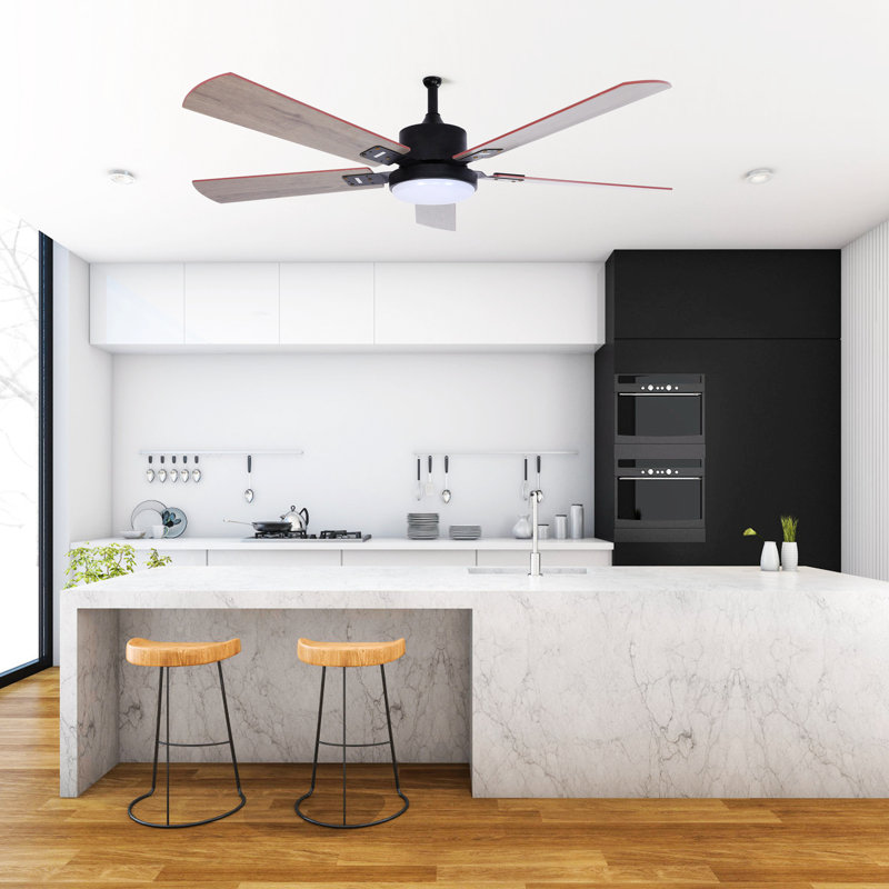 Ventilateur de plafond à DEL de 51,96 po avec télécommande et ensemble d'éclairage inclus