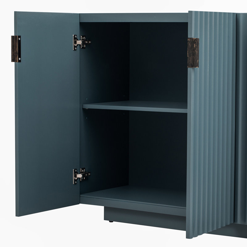 Buffet avec rangement, buffet avec grand espace de rangement, armoire de rangement à 4 portes cannelées avec tablettes réglables pour la salle à manger et le salon