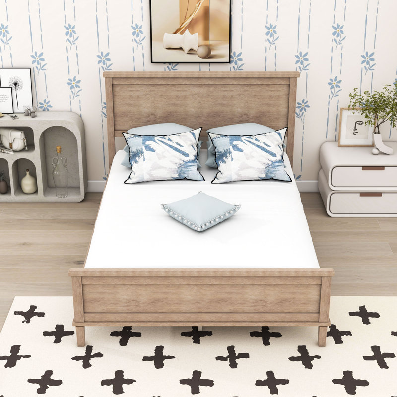 Lit plateforme en bois avec tête de lit, Lit double