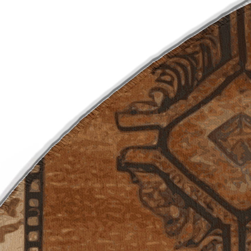 ArtDeco Brown Indoor and Outdoor Area Rug, Round 5'