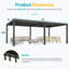 Pergolas en aluminium 12 'x 20' avec persiennes réglables et drainage caché, pergola d'extérieur en métal robuste pour la cour, au bord de la piscine-111448497-97239173