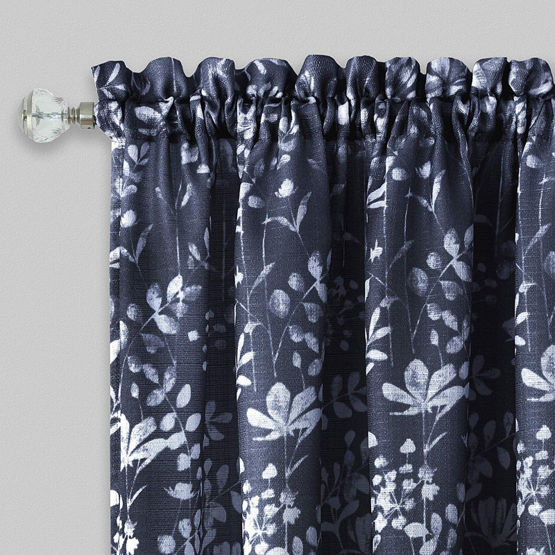 Pullen Semi Sheer Curtain Pair, 52"W x 84"L, Navy