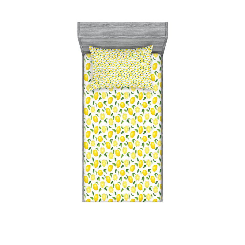 Ensemble de drap-housse et coussin décoratif Ambesonne, Ensemble de draps pour lit simple avec deux taies 