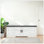 Banc de rangement à 2 niveaux avec siège rembourré, portes de grange et tablettes réglables pour le vestibule et la chambre à coucher