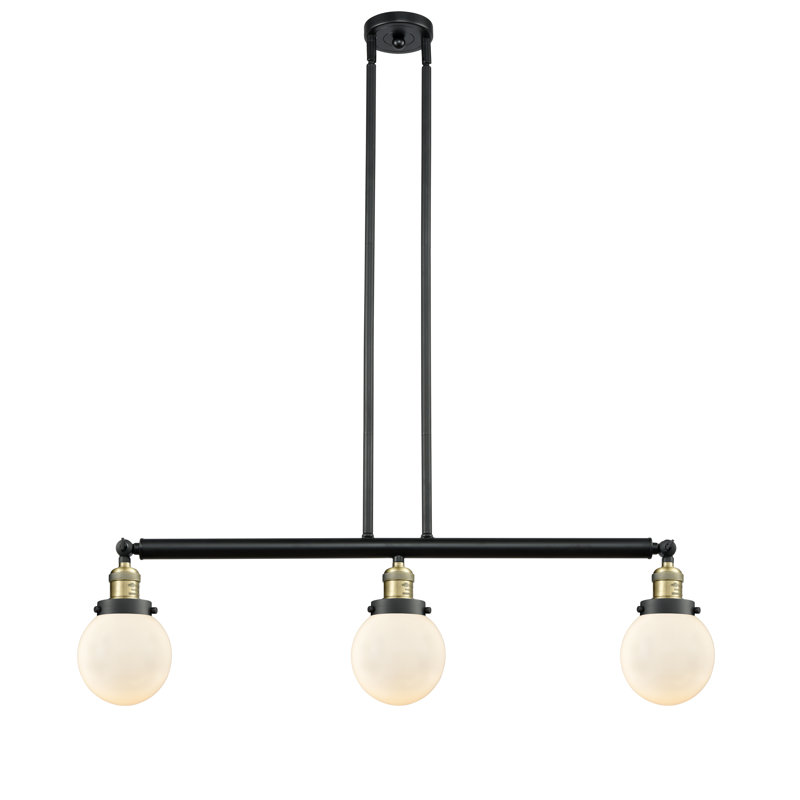 Clementina 3 - Light Kitchen Island Pendant, Matte White Cased, No Bulb Included, Black Antique Brass