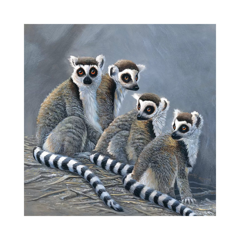 Four Monkeys by Jan Weenink - Gallery-Wrapped Canvas Giclée on Canvas, Canvas, 30.48 cm H x 30.48 cm W