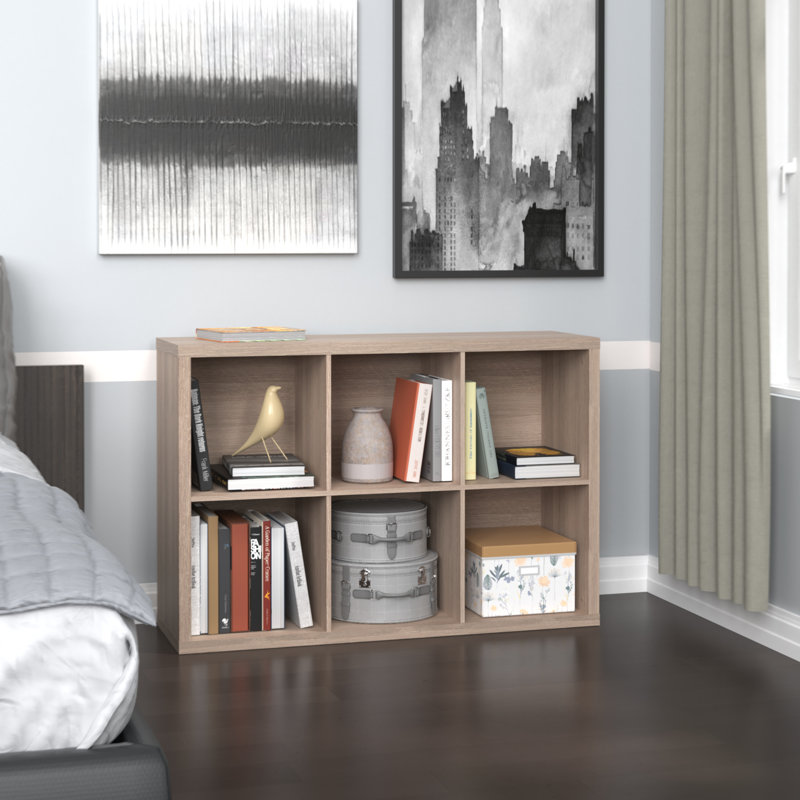 Bibliothèque de rangement décorative cubique H 30 po x l 43,98 po, Gris patiné